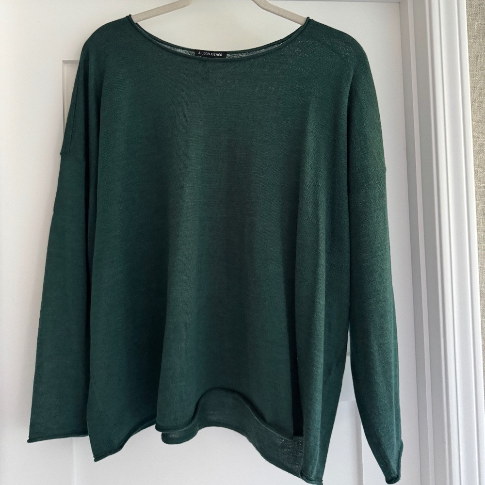 EILEEN FISHER wool sweater. Green. Size XL.